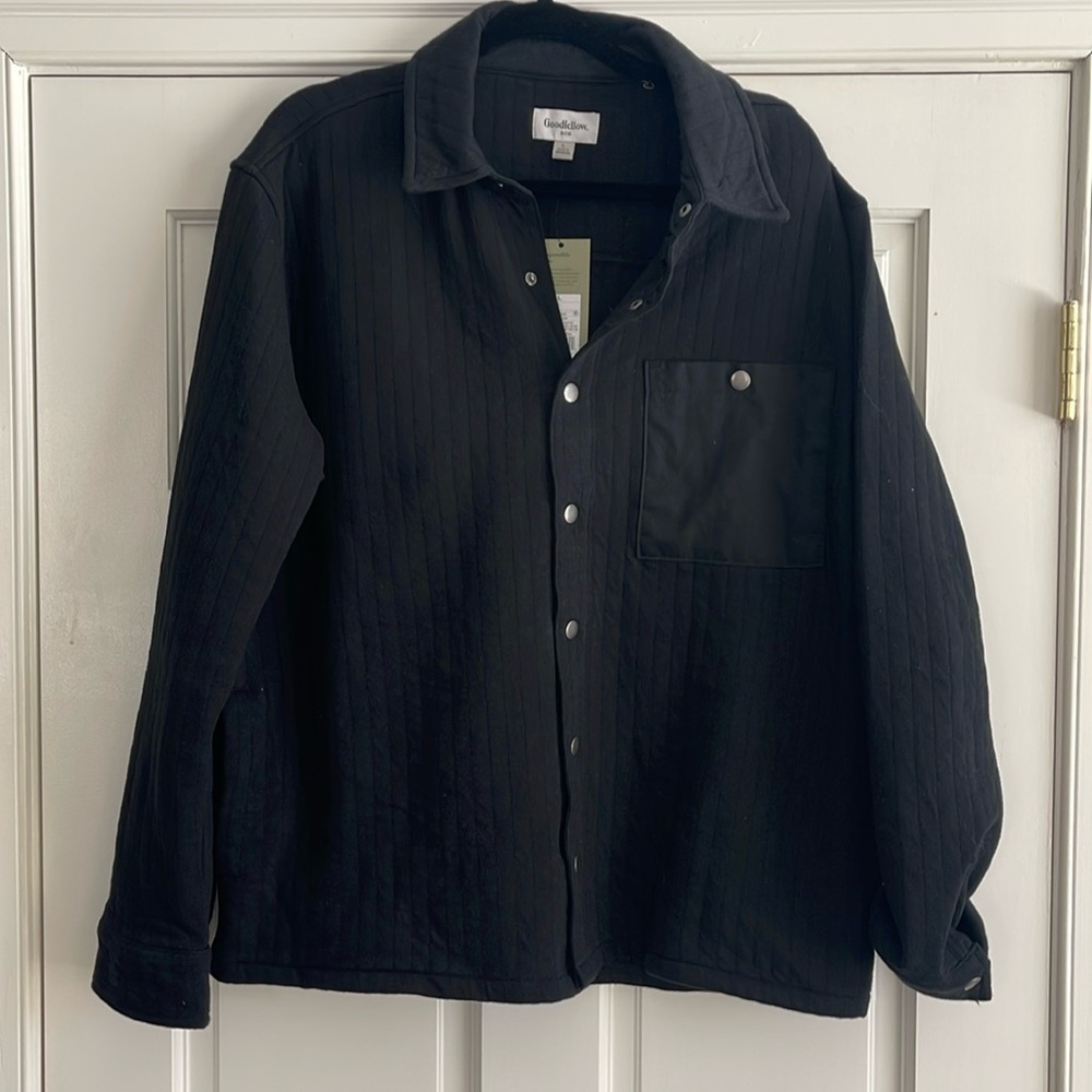 NWT Goodfellow men’s large, black, soft, quilted jacket jacket shacket.